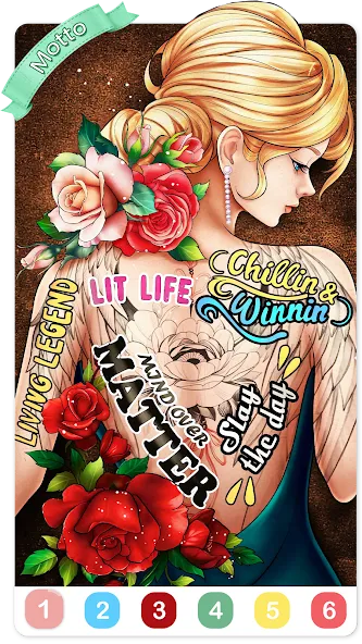 Tattoo Coloring games  [МОД Много монет] Screenshot 5