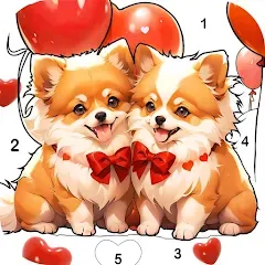 Скачать взломанную Dog Coloring, Color by number  [МОД Много денег] - полная версия apk на Андроид